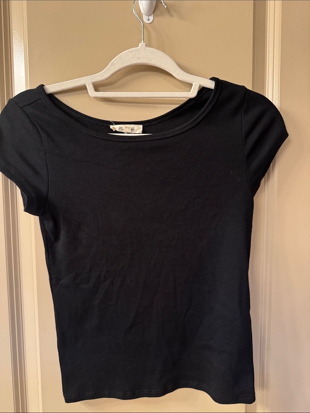 Madewell Women's Black Cap-Sleeve Crewneck Top